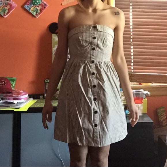 Striped strapless dress Size small