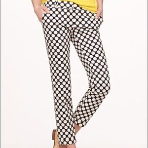 J. Crew White and Blue Polkadot Pants