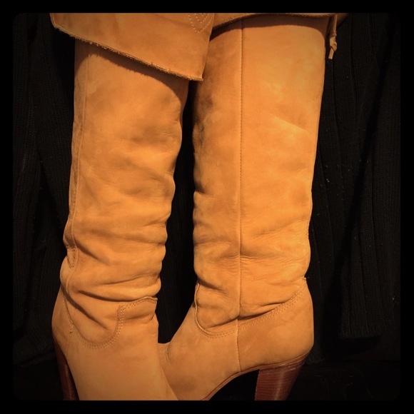 Vintage ZODIAC Tall Stacked Heel Reddish Brown Leather Boots  Vintage Zodiac Knee-high Boots