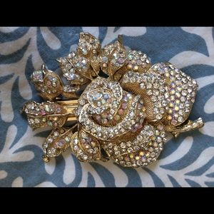 Gold Rose Barrette Hair Clip