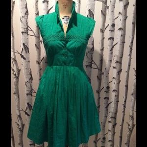 Fun green cotton dress from Anthropologie