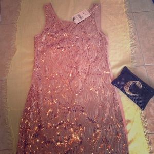Rose sequined shift dress