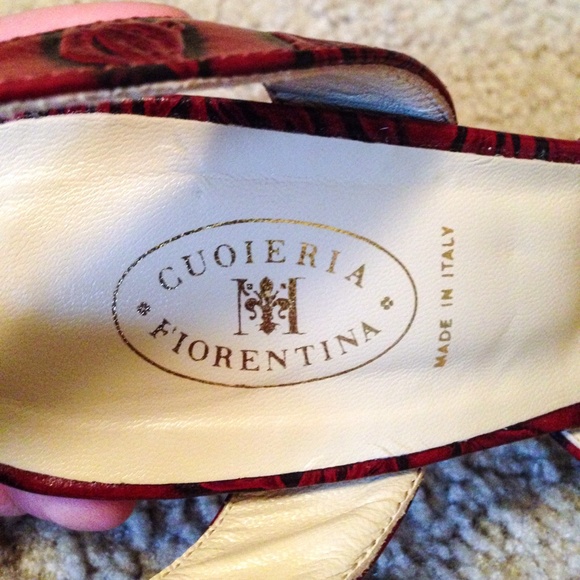 SOLD Red Italian Leather Heels - Picture 2 of 4