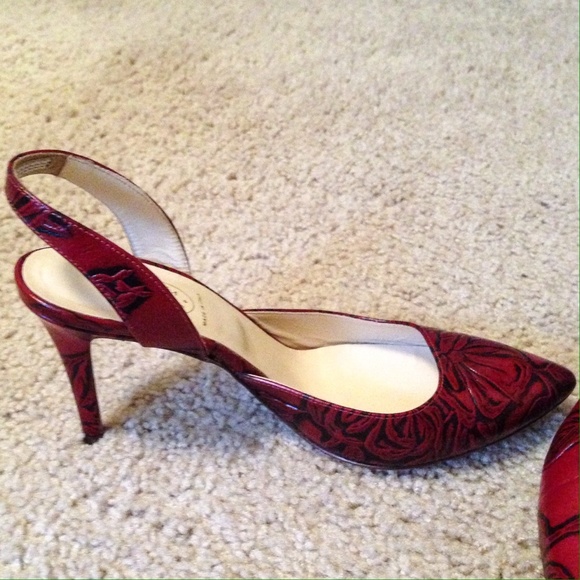 SOLD Red Italian Leather Heels - Picture 3 of 4