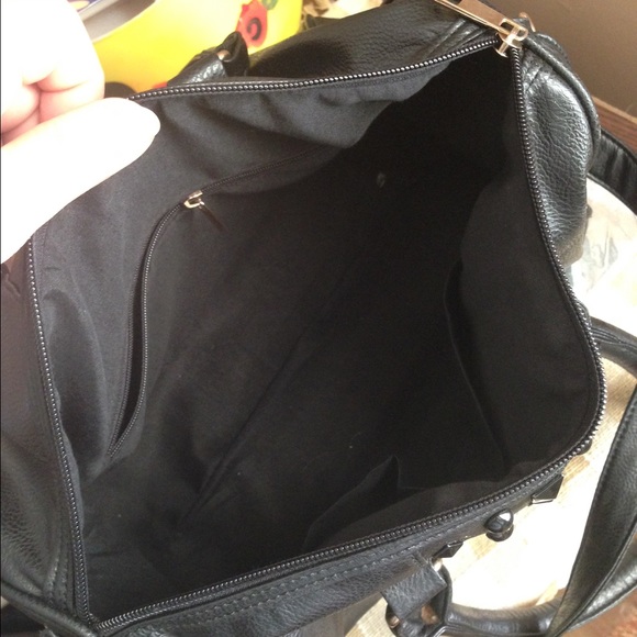 Large black studded purse with strap - Picture 2 of 4