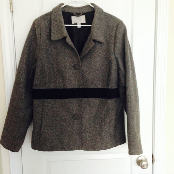 Old Navy gray wool coat with black waistband - Picture 1 of 4