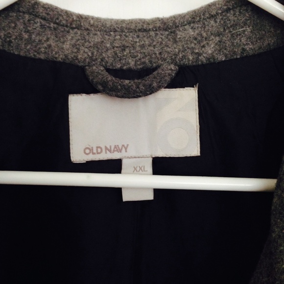 Old Navy gray wool coat with black waistband - Picture 3 of 4