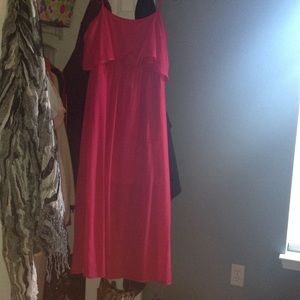 A hot pink maxi dress