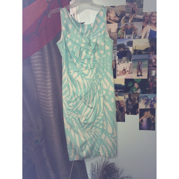Interview turquoise blue and white design dress