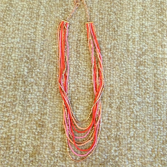 Rose Gold Pink & Coral Necklace