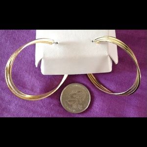 Triple Look Gold Colored Hoop Earrings