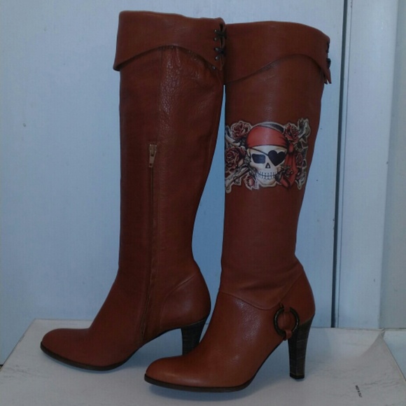 Isabella Fiore Pirate Leather Boot Tall 7.5 Medium - Picture 5 of 8