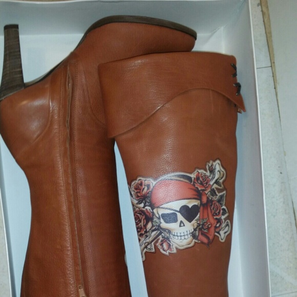 Isabella Fiore Pirate Leather Boot Tall 7.5 Medium - Picture 6 of 8
