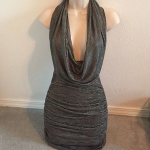 SEXY open back halter dress! Charcoal grey/Silver