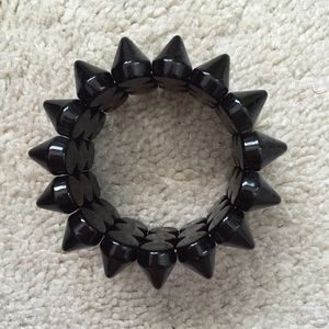 three row black spiked bracelet