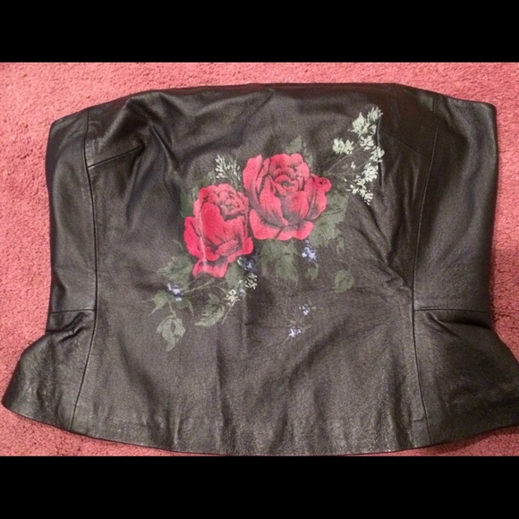 Genuine leather tapered cropped tube top