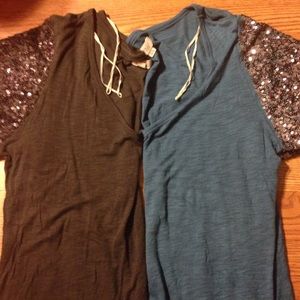 Aerie VNeck tees and embroidered cardi