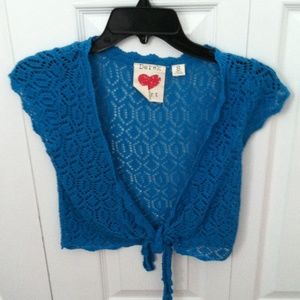 Blue tied shirt/shaw