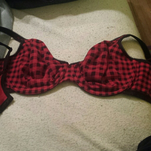 Red and black bra