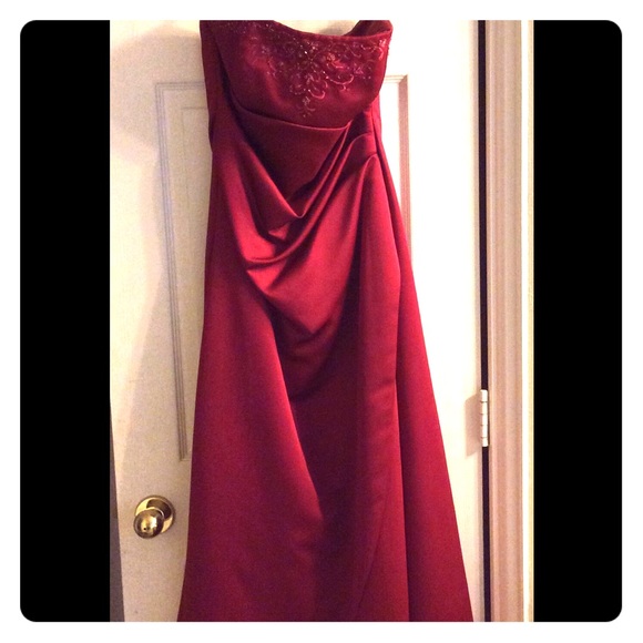 Beautiful red formal dress with beading.