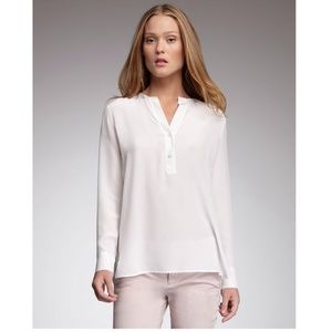 Vince White Silk Henley Blouse New without Tags