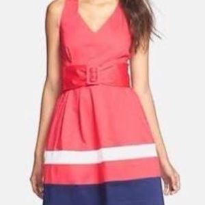 A new kate spade pink, blue, and white dress