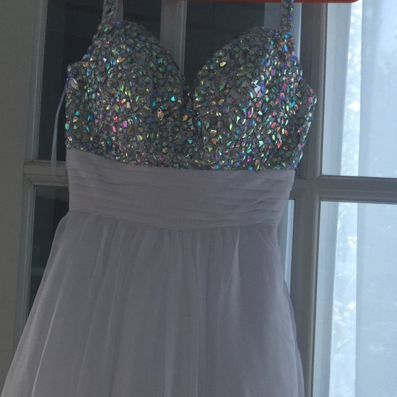 LaFemme Homecoming white Sequin Gown Size 00