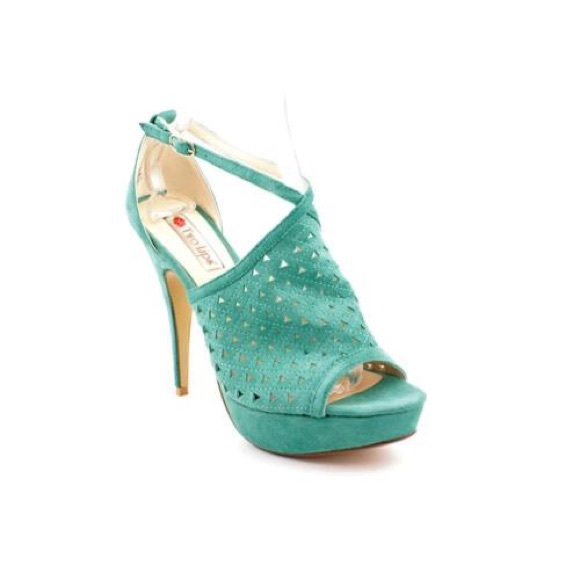 Two Lips Deep Mint Suede Platform Sandals