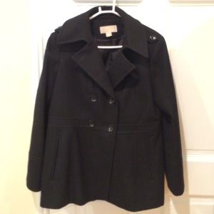 Michael Kors Wool Blend Pea Coat in Black