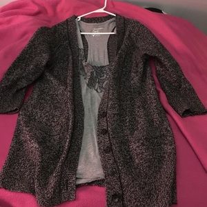 American eagle gray cardigan with gray tank top