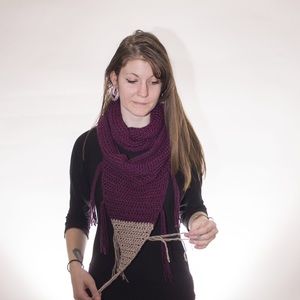 Purple and silver pointed infinity scarf
