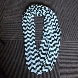 Black & Grey/Mint Chevron Circle Scarf