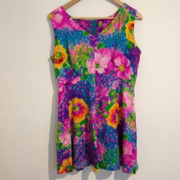 💐SOLD💐 vintage floral rainbow summer mini dress