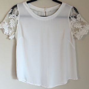 Lush Lace Sleeve Woven Top