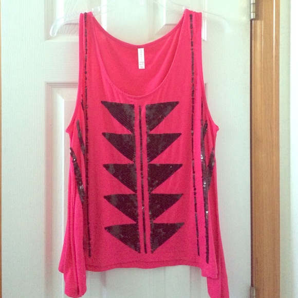 Pink and black tank