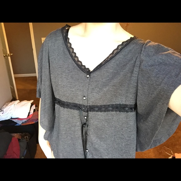 baby doll charcoal and black lace shirt