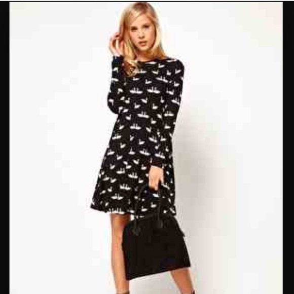 Asos swan printed swing dress
