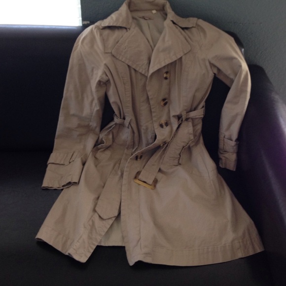 Khaki trench coat with belt