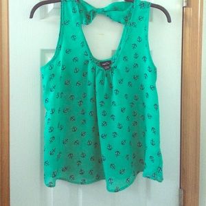 Anchor turquoise sheer tank top