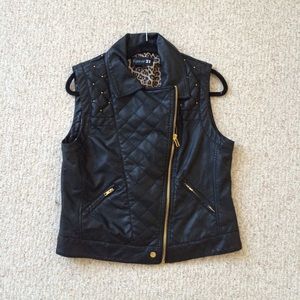 Faux leather vest