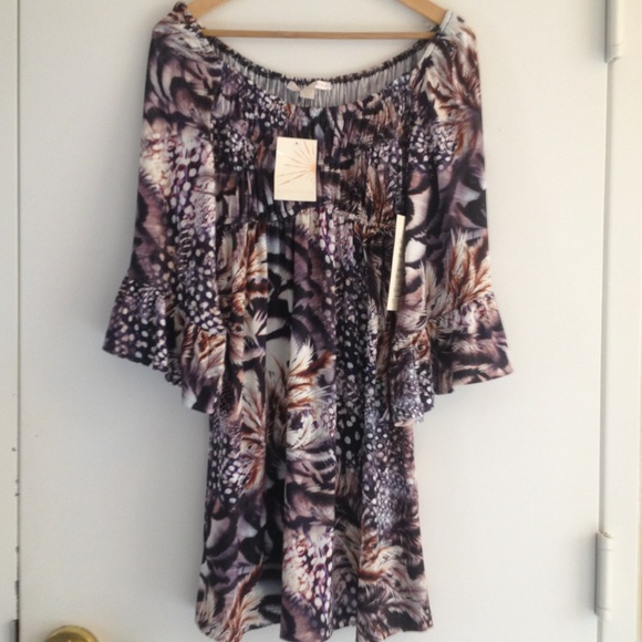 Sale💜Boston Proper 💙Spotted Feather Boho Dress💙 - Picture 2 of 4