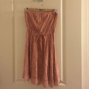 Nude Lace Strapless Dress