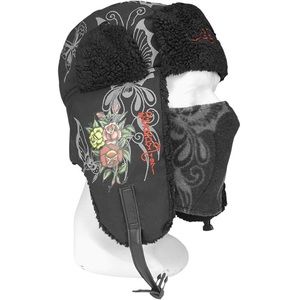 Ed Hardy Woman's butterfly and roses winter hat