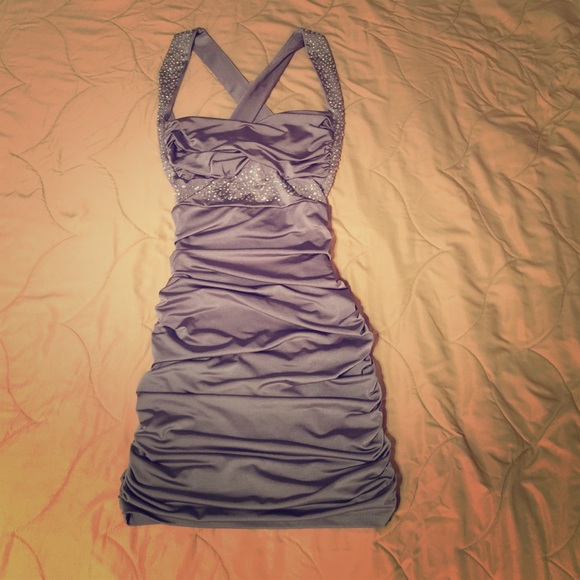 Silver and rhinestone mini dress