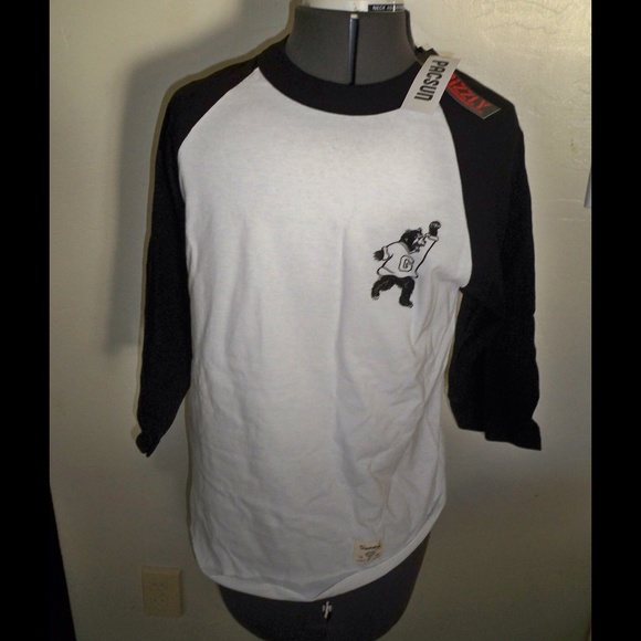 DIAMOND GRIZZLY BASEBALL TEE T SHIRT BLACK/WHITE