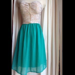 Green-Teal Lace Dress