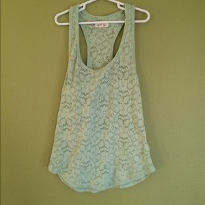 Mint lace tank top