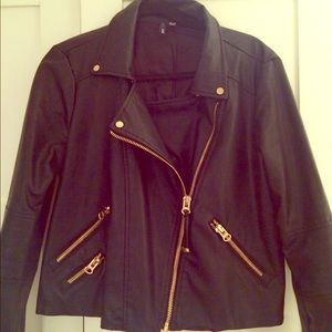 Faux leather moto jacket