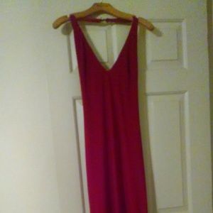 Red Polyester Backless Diamond-Stud Evening Gown