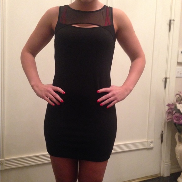 Black dress with mesh on the top